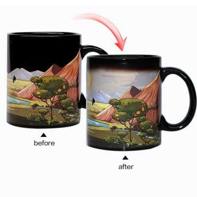 China Viable Hot Selling Custom Heat Sensitive Color Changing Mugs Magic Sublimation Ceramic Milk Coffee Mugs for sale