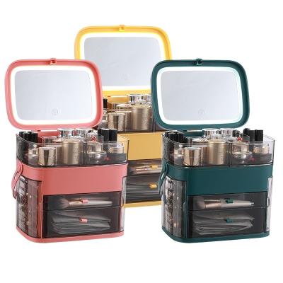 China 2022 LED Desktop Multifunctional Hot Viable Large Capacity Cosmetic Storage Box for sale