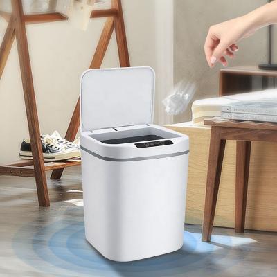 China Hot Sale Modern Popular 15/18L Touchless ABS Viable Soft Closing Automatic Smart Trash Can With Lighting for sale