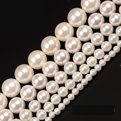 China Wholesale White Spacer Beads DIY Shell Pearls Beads Round Charms for Jewelry Making for sale