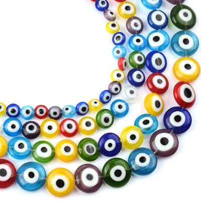 China Wholesale DIY Flat Round Shape Glass Beads Millefiori Colorful Eye Glazed Beads For DIY Jewelry Making for sale