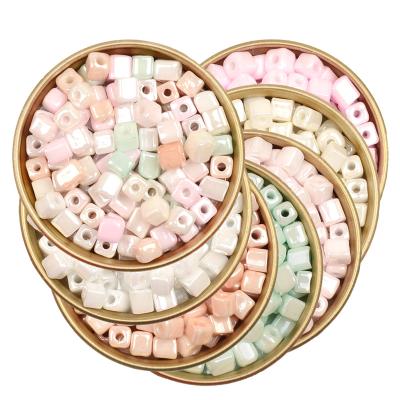 China Approx.4mm DIY Cube Beads Ice Cream Color Czech Glass Beads Kralen Square Beads For Jewelry Making Diy for sale