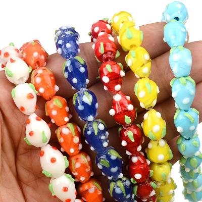 China DIY Handmade Strawberry Red Bead Lampwork Glass Beads Loose Fruit Spacer Beads For Jewelry Making for sale