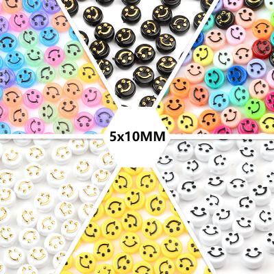 China DIY 50PCS 10mm Smile Face Acrylic Beads Necklace Set For Bracelet Making Jewelry Making Beads for sale