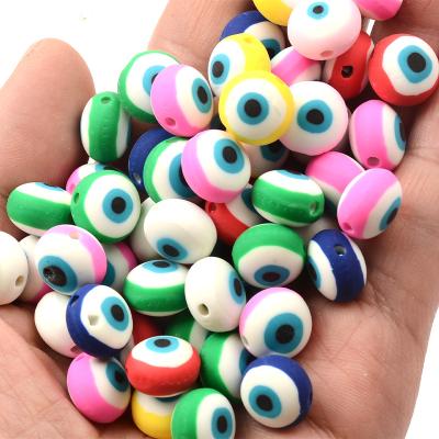 China DIY 12mm Mix Evil Eye Beads Polymer Clay Beads Disc /Flat Loose Beads For Making Handmade DIY for sale