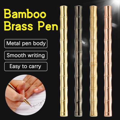 China Creative Stationery Office Supplies Quality Normal Luxury Bamboo Student Gift Gel Pen Matte Golden Classic Brass Reverse for sale