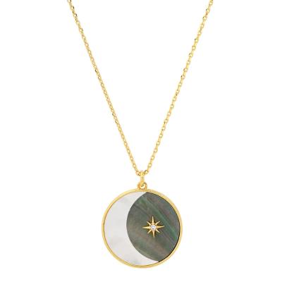 China Ins Style Fanshin Women Girls 18k Gold Plated Gold Plated Moon And Star Pendant Necklace for sale