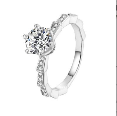 China FASHIONABLE Women's Engagement Ring with Accents Sterling Silver Moissanite Stone Ring for sale