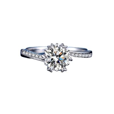 China FASHIONABLE Carat Sterling Silver Round Cut Solitaire Moissanite Ring with Side Stones Promise Bridal Ring for sale