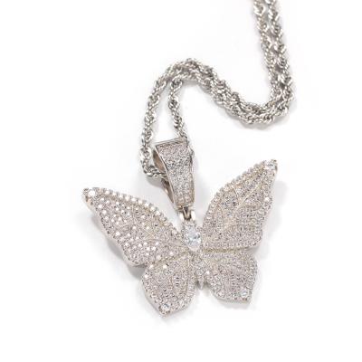 China 2021 New Trendy Fashion Girls Women Diamond Charm Butterfly Tasty Bling Pendant Necklace for sale