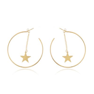 China Environmental Friendly Hot Sale Large Thin Circle Geometric Circle Earrings Star Earrings For Women Girls for sale