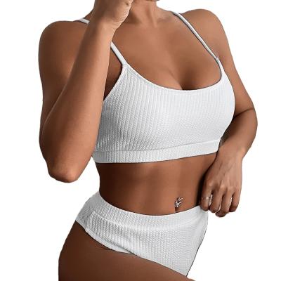 China 2021 Viable Women's Solid Scoop Neck Lift Up Padded Swimsuit High Waist Brazilian Swimwear for sale