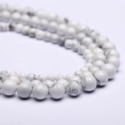 China High Quality Polished Natural Stone Bead Strand Loose Around 4/6/8/10/12mm White Turquoise Howlite Beads for sale