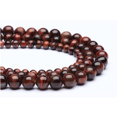 China Wholesale Polished Row One High Quality Polished Loose Round Smooth AB+ Grade Natural Stone Red Tiger Eye Bead For DIY Jewelry Making for sale