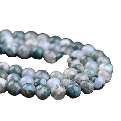 China Wholesale Polished Solid Agate D.C.A. Quality Gemstone Loosely Polished Round Faceted Beads Tree Green Agate For DIY Jewelry Making for sale