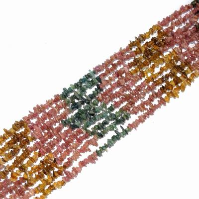 China Rainbow Tourmaline Small Tumble Loose Freeform Crystal Healing Stone Natural Gemstone Polished Irregular Tourmaline Chip Strand for sale