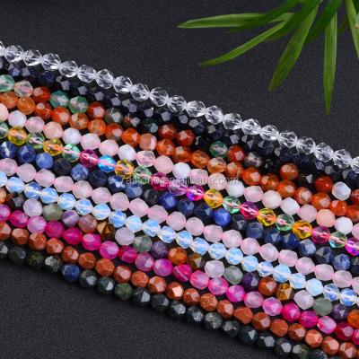 China Polished Natural Semi Precious Stone 6mm 8mm Diamond Star Cut Beads Faceted By 10mm For Jewelry Making for sale