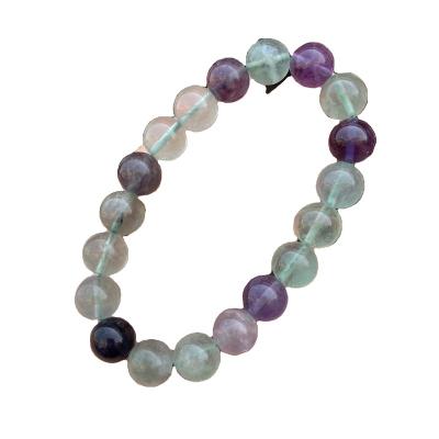 China Wholesale Natural CLASSIC Quartz Natural Beaded Stretch Discount Stone Classic Bracelet 6/8/10/12mm Fluorite Elastic Bracelet For Women Gift for sale