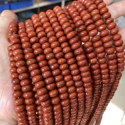 China Natural Energy Red Jasper Stone Disc Wheel Bead 5*8mm Jasper Rondelle Beads Red Loose Smooth For Jewelry Making for sale