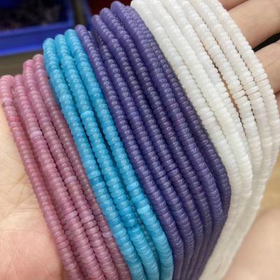 China Natural Stone Beads For Jewelry Making Natural Stone Disc Wheel Bead 2*4mm 2*6mm Smooth Loose Rondelle Disc Beads for sale