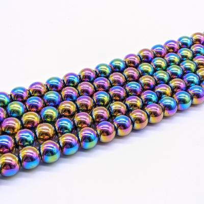 China Beads Strand Nice Natural Tier-5A Plated Plated AB Color Rainbow Hematite Beads for sale