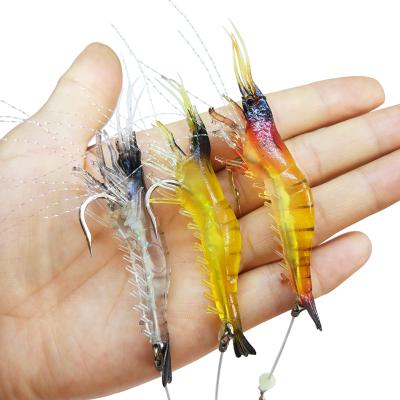 China Free Shipping 100pcs Saltwater Lures Realistic Shrimp Bass Fishing Lure Yeguangixa-100 Luminous Soft Shrimp Baits 9cm/6.3g for sale