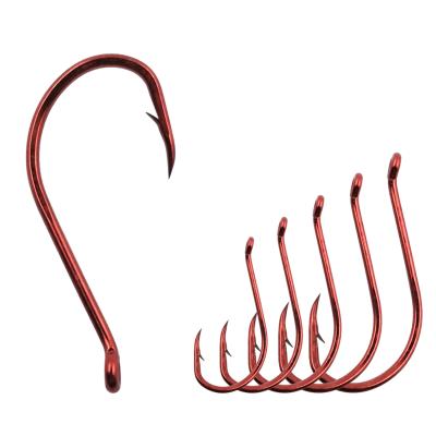 China Free Shipping Carbon Steel Red Octopus Hooks Fishing Hooks High Carbon Steel Seaworm Hook Package Bait Single Fishhook for sale