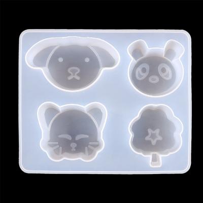 China Viable Charm Epoxy Resin Silicone Head Chain Molds Set With Cat Dog Panda Head Shape For DIY for sale