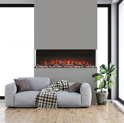 China Hotel Wholesale Full Recessed Steel Electric Fireplace Heater 15KW Built In Electric Heater Place 2 LED Flame Sided Electric Fireplace for sale