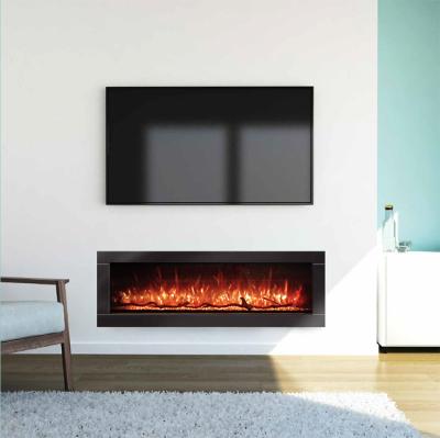 China Hotel 40 50 60 Inch Electric Fire Place 3 Sides Fireplace With 3D Artificial LED Flame 7 Colors for sale