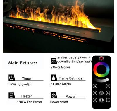 China Hotel Insert Water Vapor Fireplace Remote Control 7 Flame Colors 3D Water Vapor Decorative Fireplace 1000mm for sale