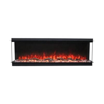 China Hotel 40 50 60 72 80 90 100 Inch Manufacturer Wall Insert Electric Heaters Fire Set LED Flame 7 Colors Electric Fireplace 3 Sided for sale