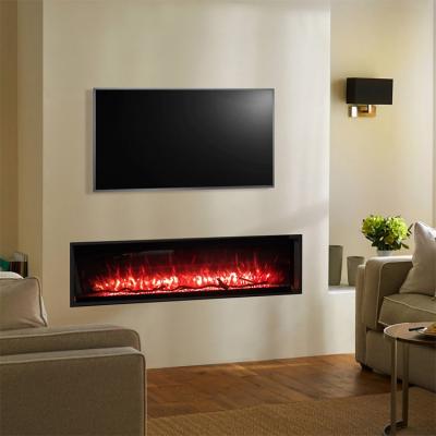 China Modern Wall Mounted Hotel Fireplace Insert Electric Fires Heater With Remote Control Crackle Sound for sale