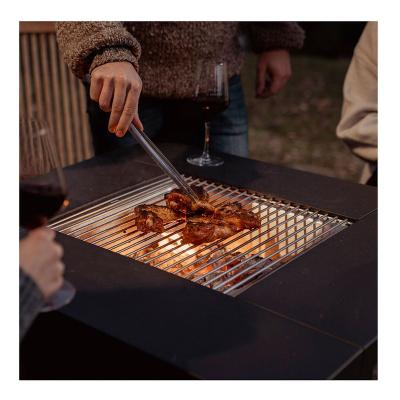 China Outdoor BBQ Mood Fire Table Square Fire Heating Table Set Outdoor Garden Table BBQ Cooking Charcoal Grills for sale