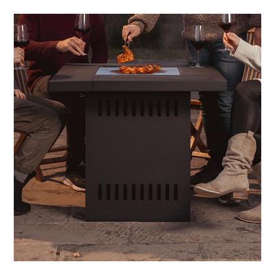 China Square Outdoor BBQ Mood Fire Table Fire Heating Table Set Outdoor Garden Table Camping BBQ Grill Kit for sale