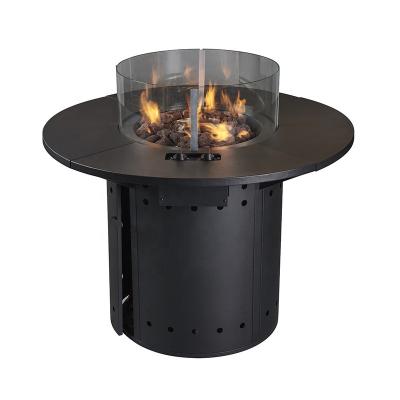 China Round Barbecue Ambient Gas Fire Pit Table Outdoor Fire Heater Table Set Outdoor Heating and Cooking Garden Propane Burner Table KIT for sale