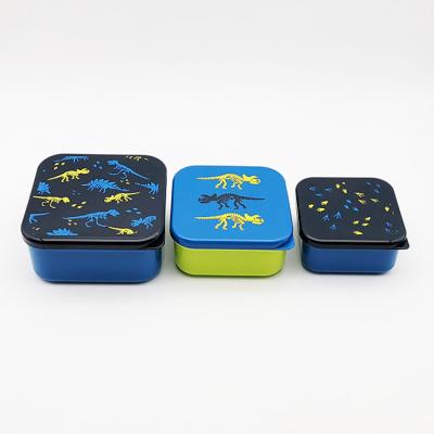 China Microwavable Customized Plastic Snack Box OEM Logo School Children Kids Lunch Box 3 Set for sale