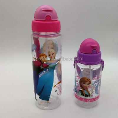 China Sustainable Plastic Water Bottle, Kids Bottle With Straw And Strap, Cheap Drinking Bottle for sale