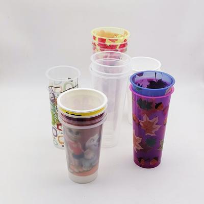 China Disposable Beverage Drinking Customized PP Plastic Disposable Cups With Lid for sale