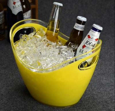 China Viable Clear Plastic Ice Bucket Hot Sale Beer Bar Ice Bucket Clear 5L Cheap PS Bucket For Vodka Champagne for sale