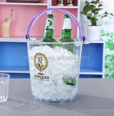 China OEM 5L viable plastic ice bucket with handle bpa barware cheap clear free ice champagne cooler beer container for sale