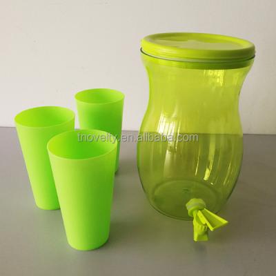 China Home/parties /picnic/resturant /hotel 5L cold water wholesale high quality running pot beverage PET plastic dispenser with cups for sale