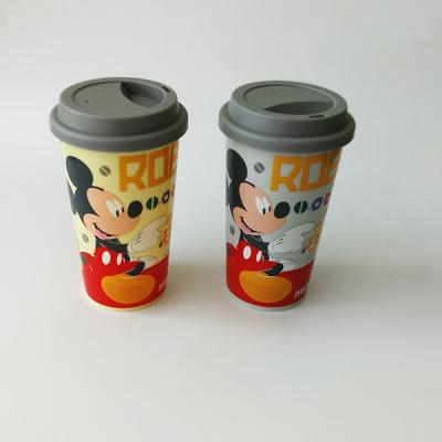 China Customized Viable Reusable 16OZ PP Silicone Thermos Plastic Coffee Cup With Lid Travel Mugs for sale