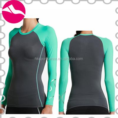 China Antibacterial OEM Printed Compression Running Shirts, Training And Jogging Tight Shirts, Women Gym Long Sleeves Rash Guard for sale