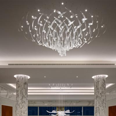 China Modern New Product Slim Custom Glass Led Lamp Luxury Hotel Lobby Club Store Chandelier for sale