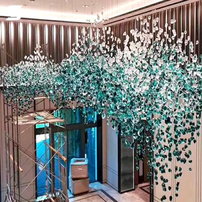 China Customized Modern Building Crystal Glass Luxury LED Lamp Decoration Showroom Hotel Lobby Large Chandelier for sale