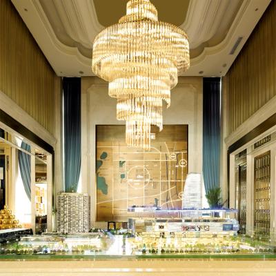 China New Design Modern Banquet Room Decor Lamp Hall Long Staircase Large Custom Luxury Led Chandelier for sale