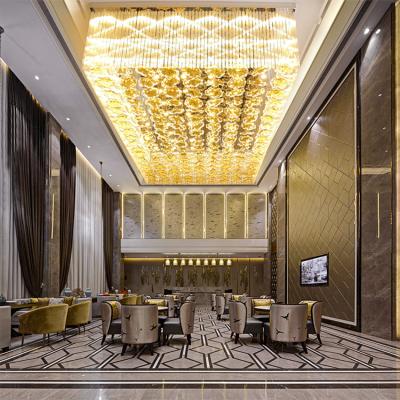 China Custom Modern Square Wedding Villa Project Mall Gold Modern Led Chandelier Lamp for sale