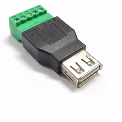 China Screw Terminal Block Connector, USB 2.0 A Female To 5 Pin Screw Terminal Plug Adapter Connector ST-203-383 for sale