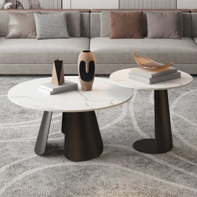 China Modern stainless steel metal coffee table (the other) Nordic luxury coffee tables adjustable round marble coffee table living room furniture for sale